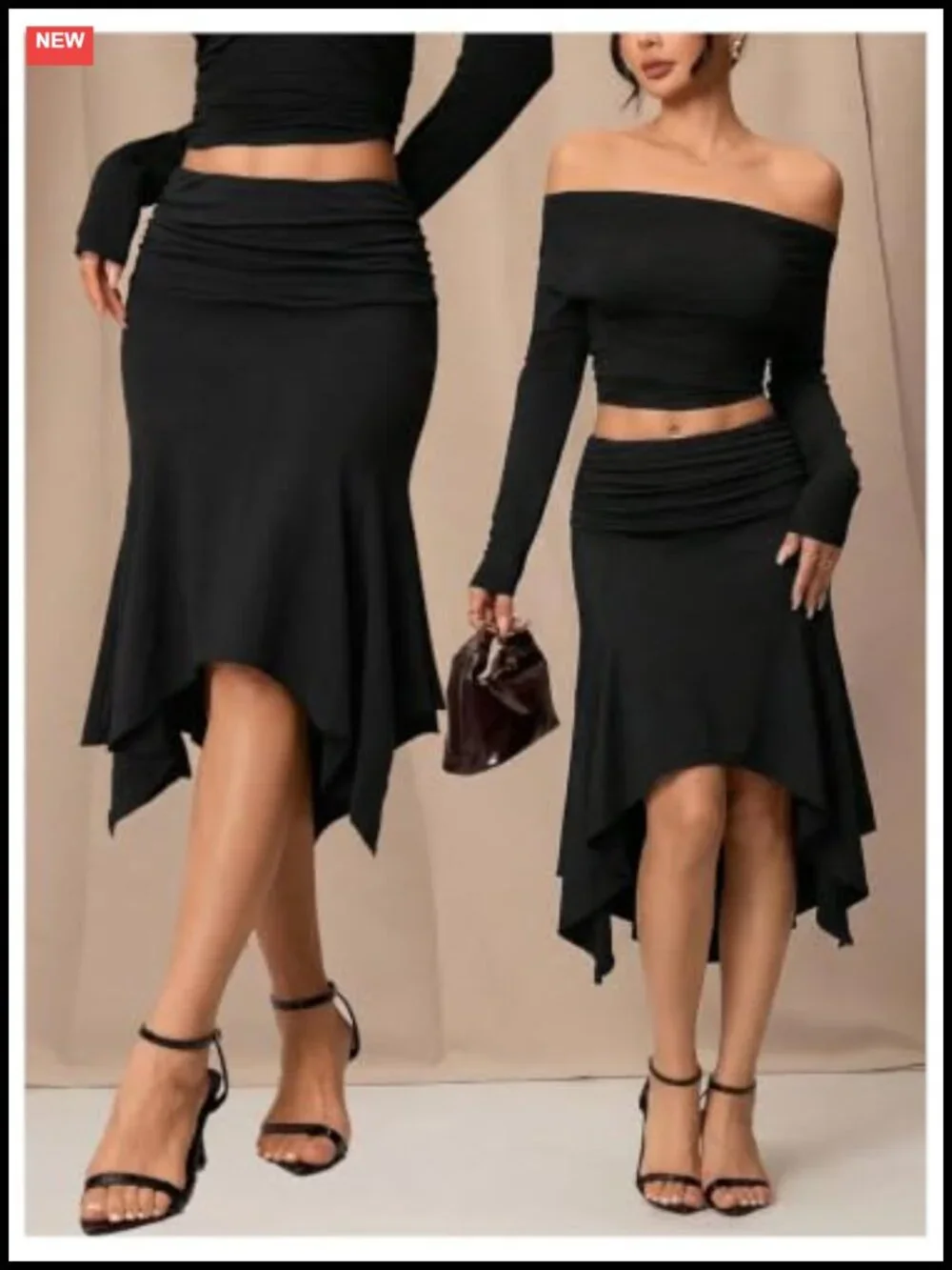 Asymmetrical Low Rise Midi Skirt Ruched Bodycon Going Out Skirt